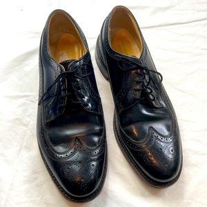 Black Wingtip Mens Shoes Almond Toe Churchill Shoes 11.5 A080922